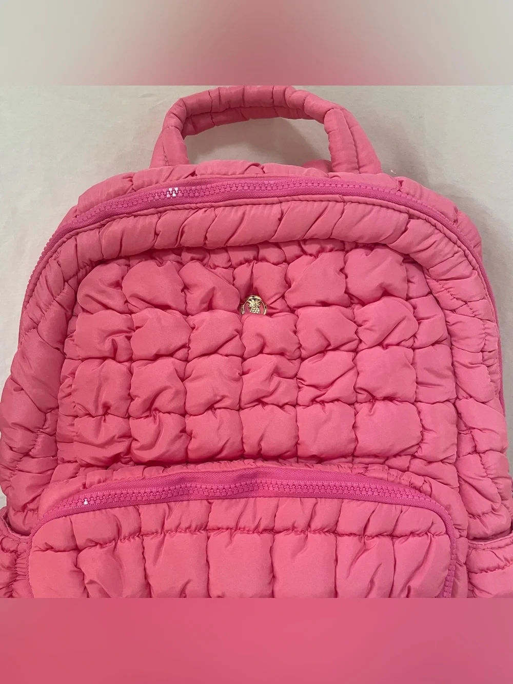 Quilted Puffy Pink Backpack
